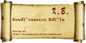 Kovácsovics Béla névjegykártya