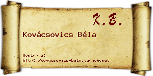 Kovácsovics Béla névjegykártya