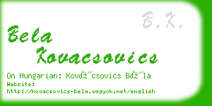 bela kovacsovics business card